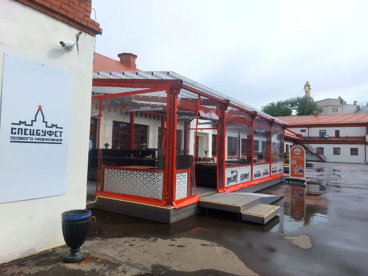 ПВХ шторы для летней террасы кафе в посёлке Коренево